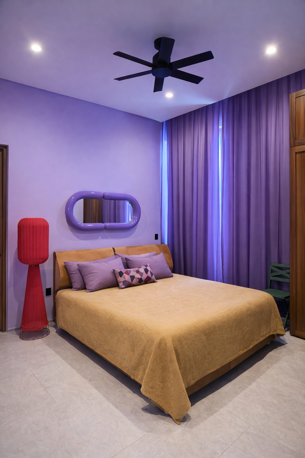 Bedroom with accent-wall styling